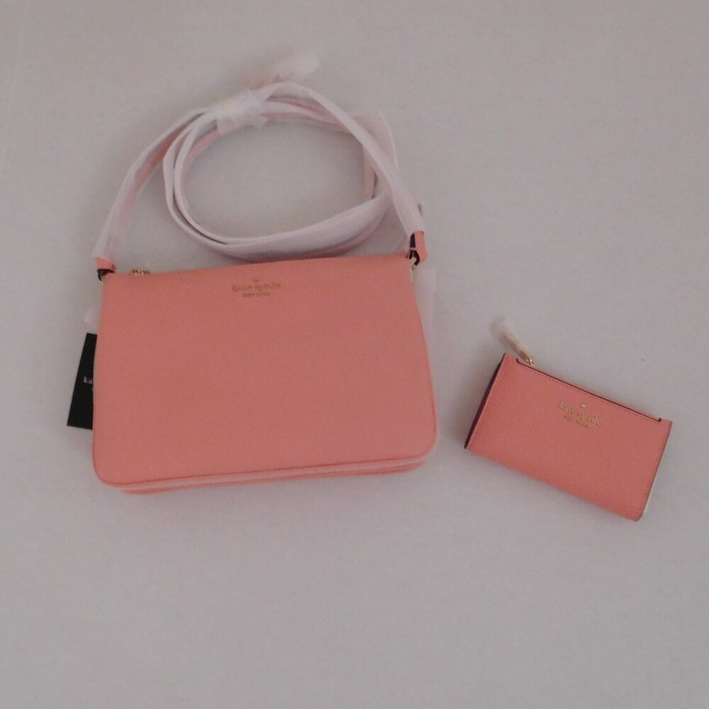 NWT Kate Spade Leila Triple Gusset Leather Crossbody & Matching Wallet Set